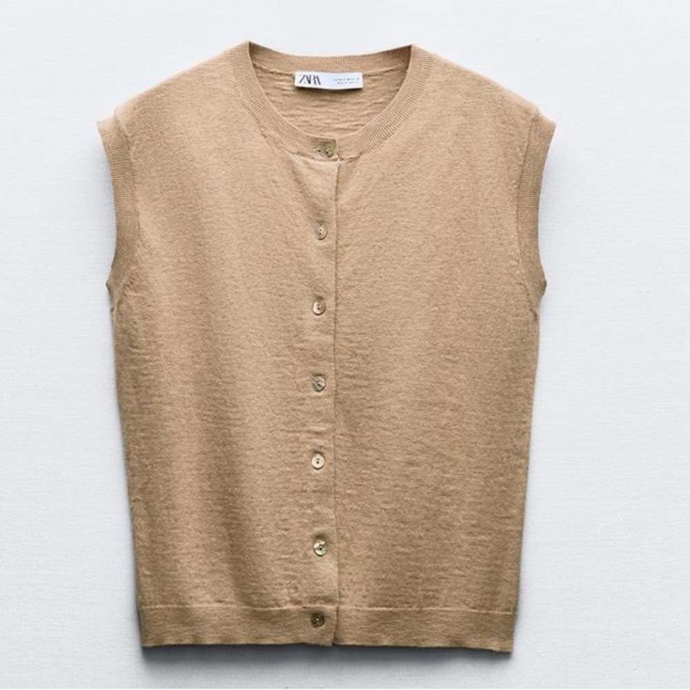 NWT ZARA linen/cotton blend knit top